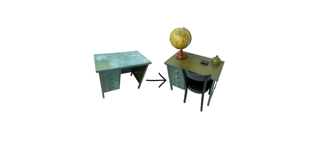 vorher-nachher: Metallschreibtisch Makeover