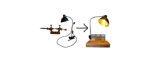 vorher-nachher: Optiker-Zentriergerät als Lampe