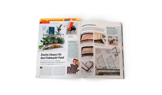 Offenes DIY-Magazin mit Möbelaufarbeitung-Tipps, Wandregal und Flohmarktideen in Werkstattfürschönes-Stil