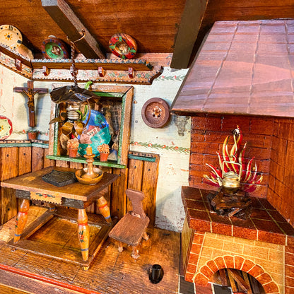 Antikes Diorama "Ruhpolding" Kastenbild Bauernstube mit Interieur, um 1900 - Werkstattfürschönes